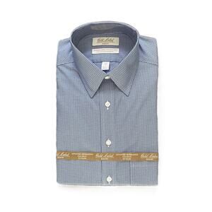 Roundtree & Yorke Shirt Men's 14.5 32 Slim Fit Cotton Pinpoint Blue Check NEW